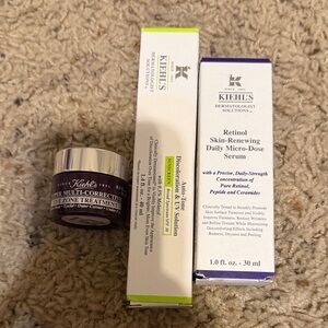 Kiehls eye zone treatment, auto tone discoloration & UV solution and retinol ser